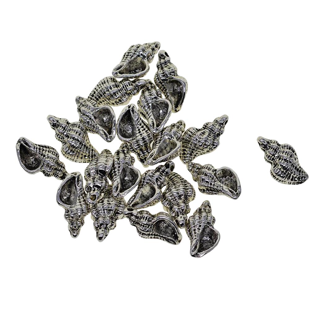 20 Stück Antik 3D nautisch MEER Muschel Anhänger DIY Herstellung Silber