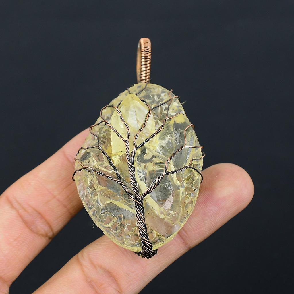 Cuarț natural dur, piatră prețioasă din sârmă de cupru, 2,76" s5T43