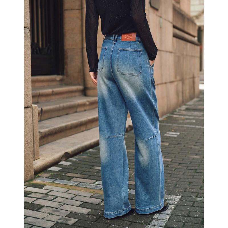 Giovanni Valentino Women's Casual Slim-Fit Banana Denim Trousers