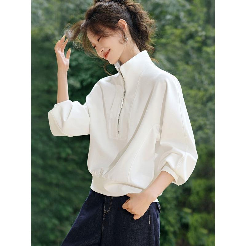 Women S Half Zip Stand Collar Oversized Casual Sweatshirt