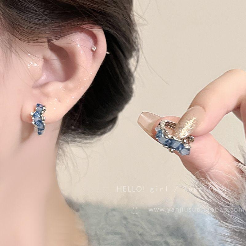 

Fantasy Ocean ~ Blue Crystal Earrings 2025 New Arrival Hot-Selling Earrings Light Luxury Temperament Fancy Ear Studs Earrings
