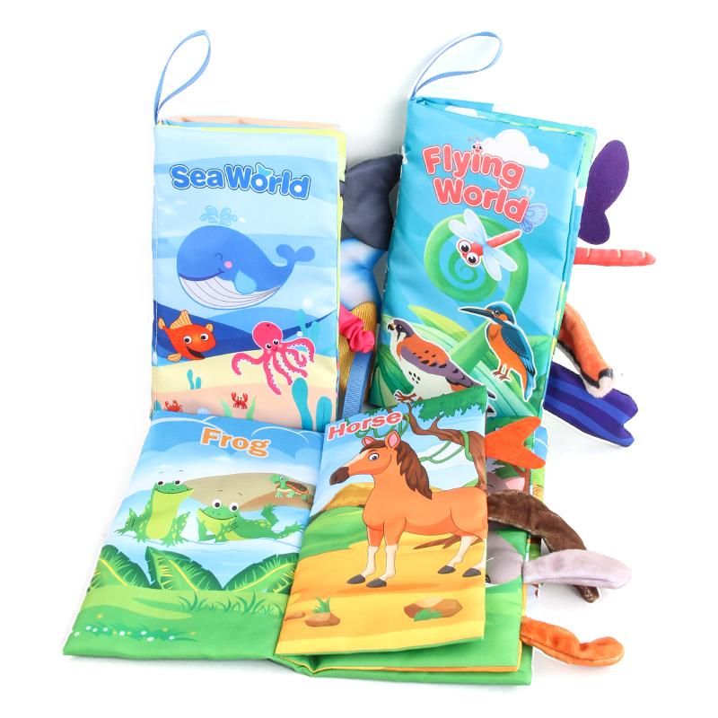 8 Page Tail Cloth Book Cartoon Animals Touch And Feel Infant Soft Books Development Interactive Early Education Toys For Baby