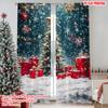 2pcs 2D Flat Printing Merry Christmas Popular Curtains Winter Wonderland Snow Versatile 100% Polyester Without Electricity