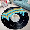 Magnetic Tape Flower Circle Round Rug 3D Area Rug Non-slip Home Mat Floor Dining Room Living Room Soft Bedroom Carpet Decoration