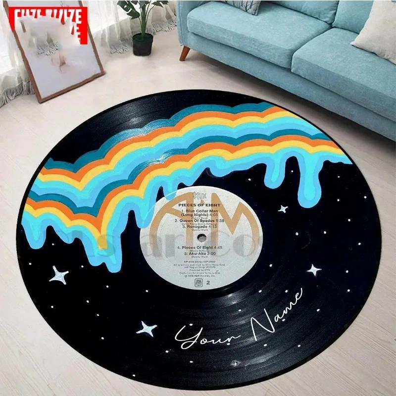 Magnetic Tape Flower Circle Round Rug 3D Area Rug Non-slip Home Mat Floor Dining Room Living Room Soft Bedroom Carpet Decoration