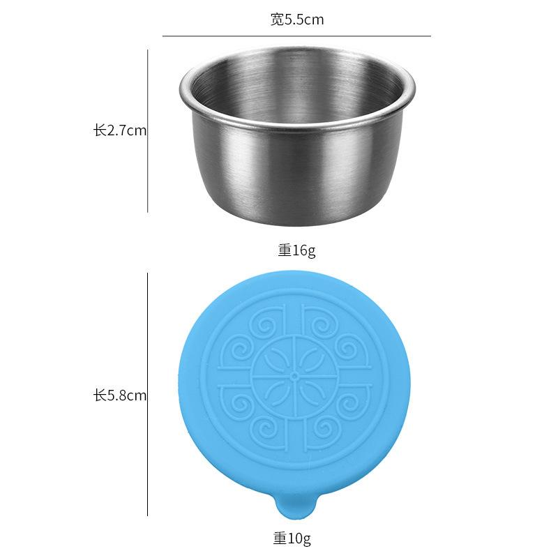 1pc Salad Dressing Container With 1.35oz/40ml Reusable Stainless Steel Cup And Leakproof Silicone Lids For Lunch Box and Picnic