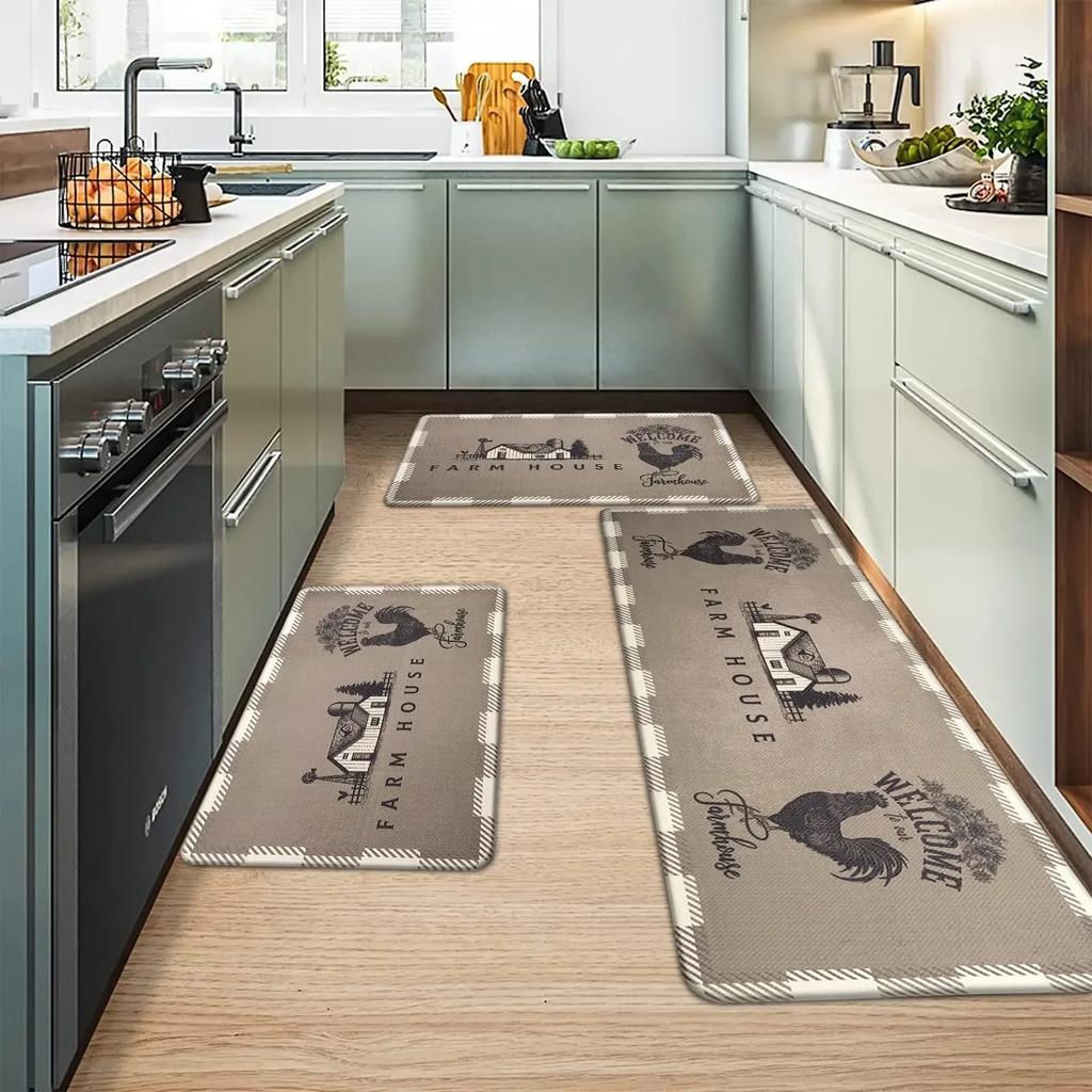 Hot Rooster Print Kitchen Mat Farmhouse Laundry Rug Carpet for Living Room Decor Lounge Area Nonslip Floor Mat Entrance Doormat