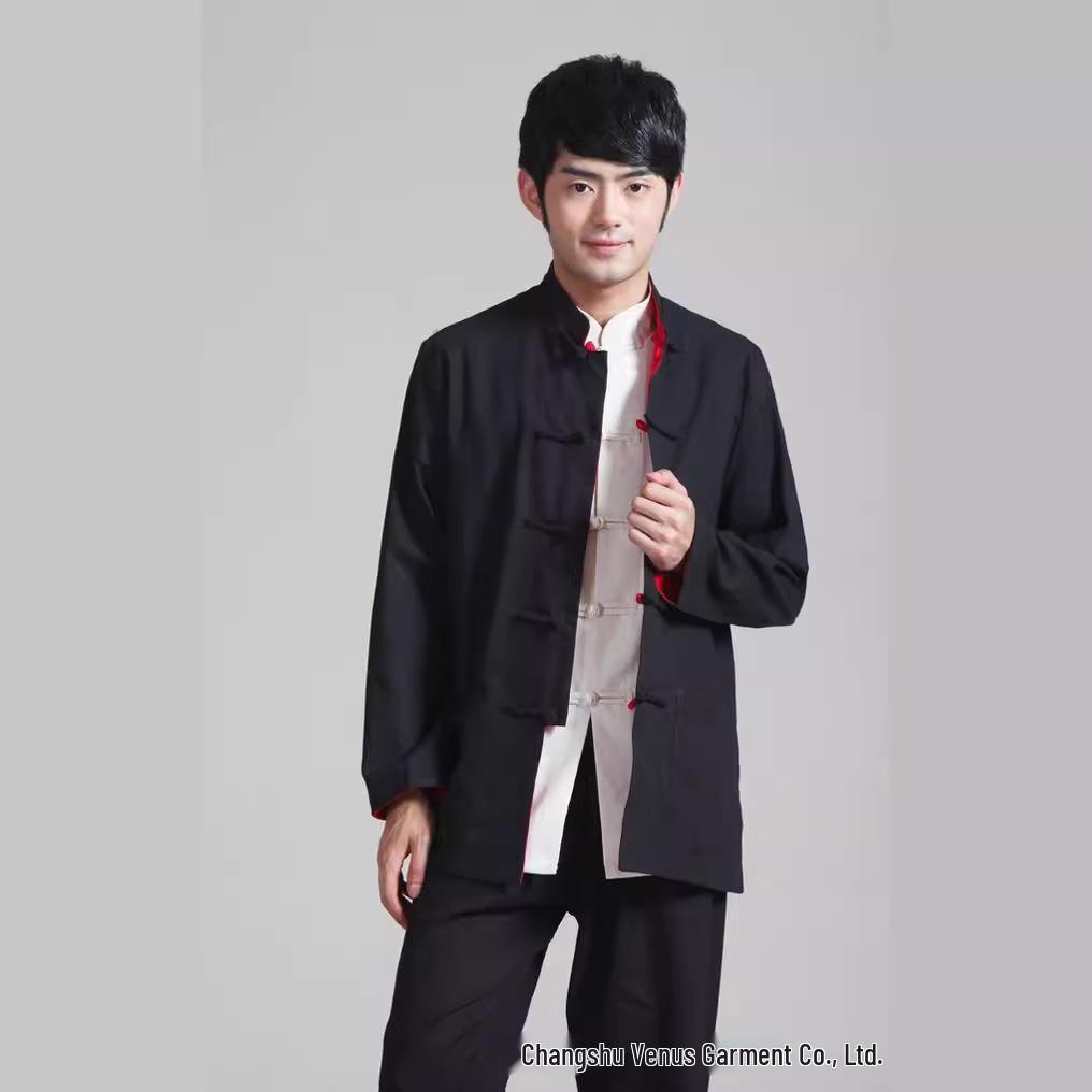 Men's Reversible Cotton and Linen Ethnic Tang Suit, Long Sleeve, 2973 Style