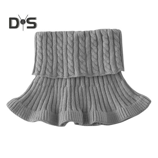 

Женский искусственный шарф с высоким воротником, скрученной текстурой, отделкой оборками, однотонный вязаный воротник, осень-зима, утолщенный теплый искусственный воротник