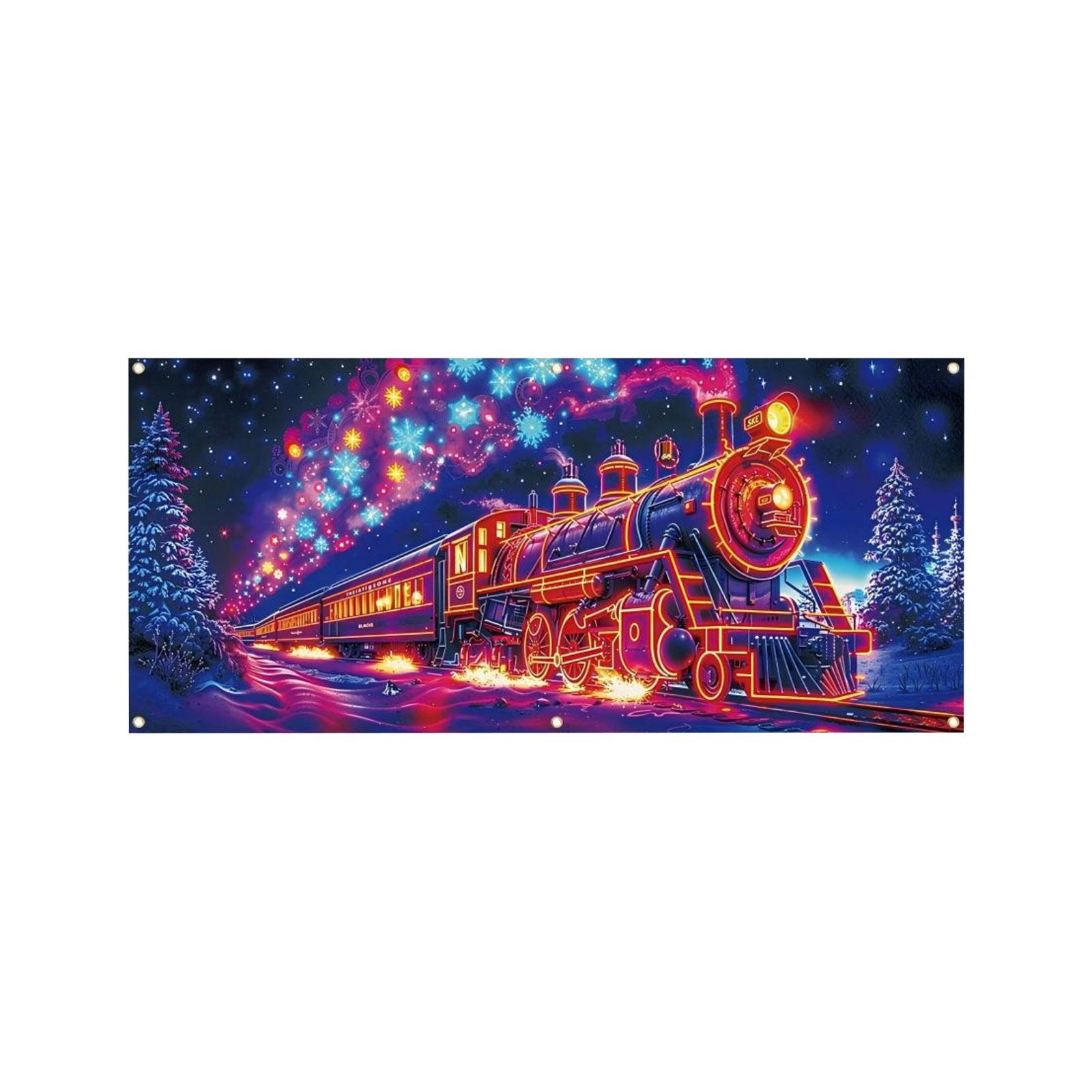 

Christmas UV Fluorescent Garage Door Cover Banner - Background For Holiday Parties, Christmas Decoration Hanging Cloth One Size