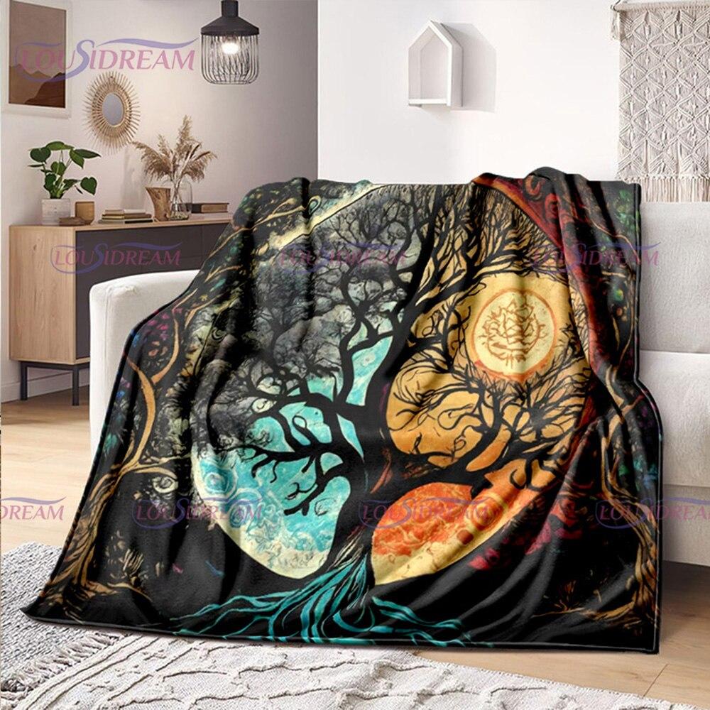 Celtic Style Tree of Life Blanket Tree of Life Wiccan Flannel Blanket Soft Warm Blanket Couch Bed Chair Decor Camping Gifts