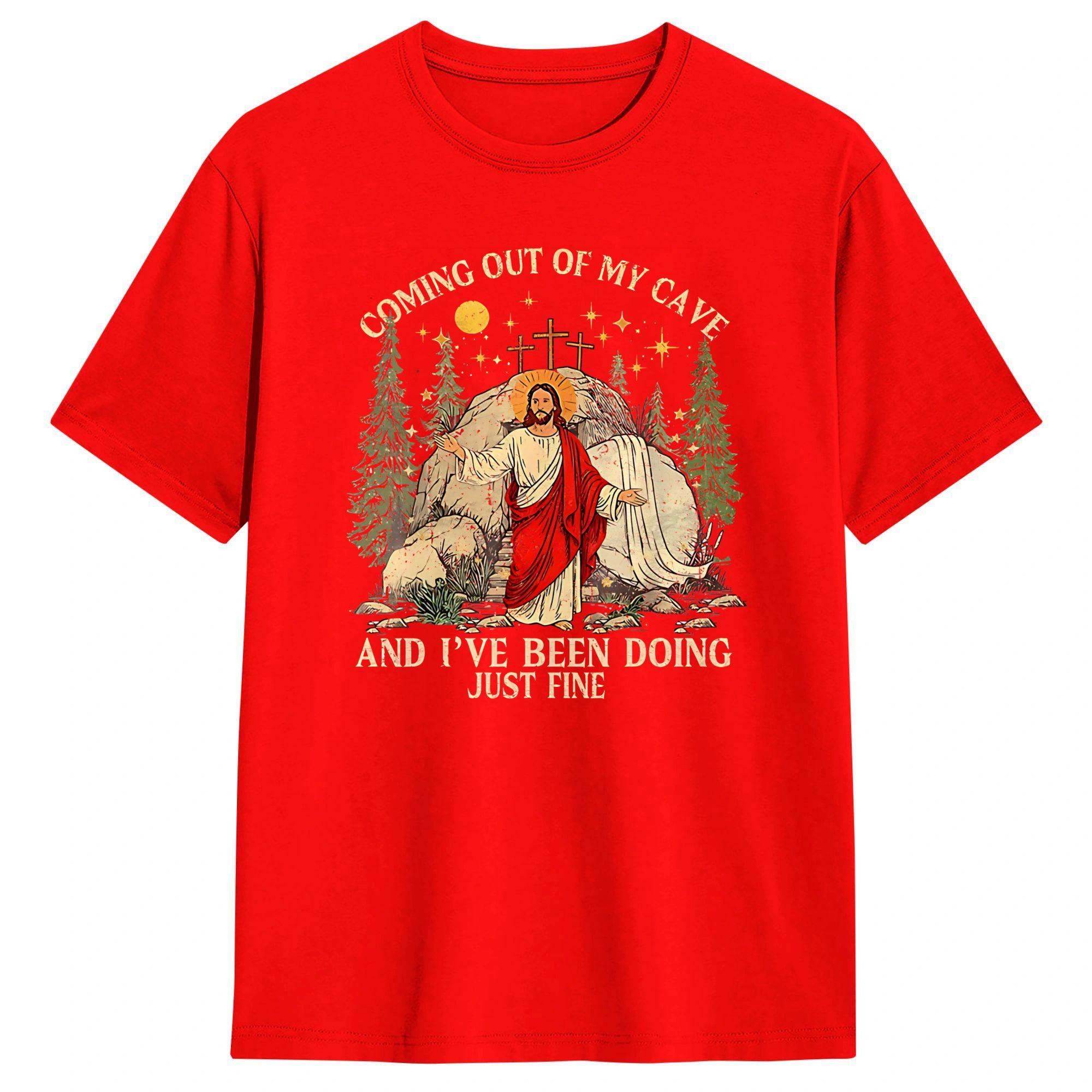 

Coming Out of My Cave the Jesus Resurrection Easter TShirt Summer Fashion TShirts Cotton Comfortable Tees ShortSleeved S