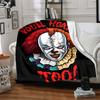1pc It "Clown" Flannel Throw Blanket - HD Printed Lightweight Soft Warm All-Season Blanket for Sofa, Bed, Travel, Camping003
