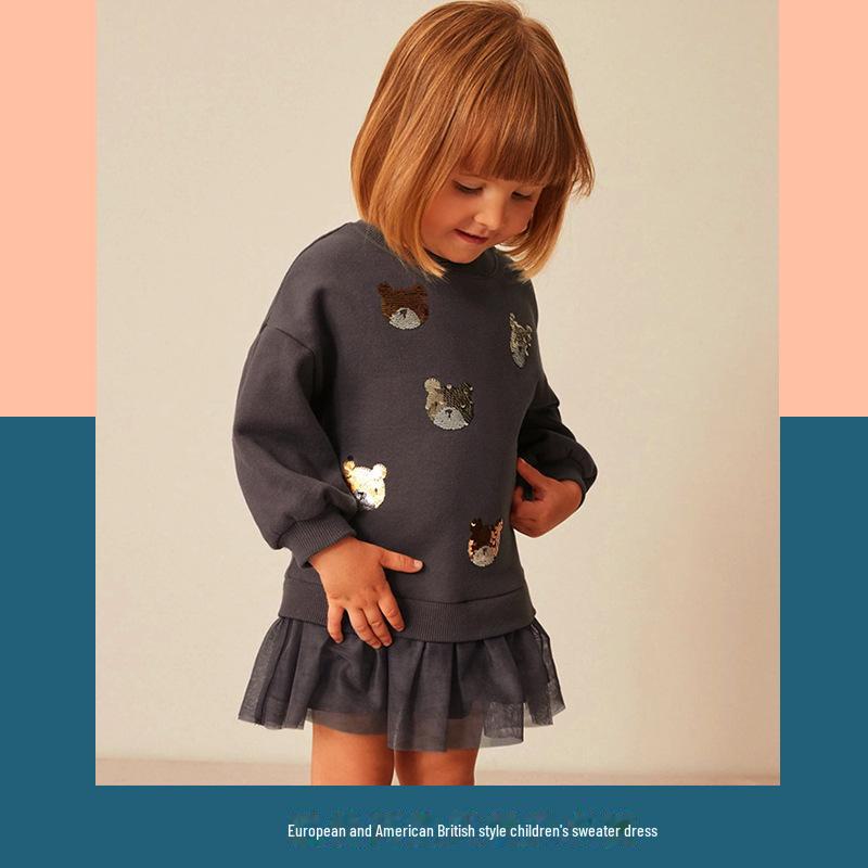 Dívčí svetr šaty s dlouhým rukávem - Princeznovský styl na jaro a podzim, Horký prodej v EU a USA