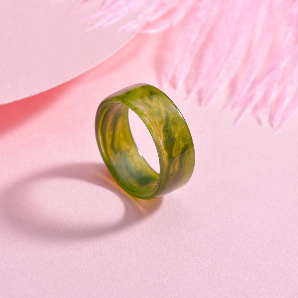Hot Charm Colorful Transparent Rings Marble Pattern Geometric Resin Acrylic Rings for Women Jewelry Travel Gifts