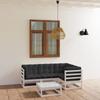 5 Pcs Garden Set with Cushions Solid Pine Wood