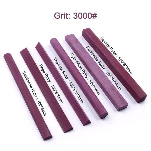 ATOPLEE 6-Piece 3000# Grit Ruby Sharpening Stones, Oil Stones, Grabber Polishing Tool, 6 Shapes: Square, Triangle, Semicircle, Cylinder, Edge, and Rec