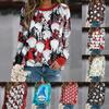 Popular Top Navideño de Mujer Europeo y Americano con Estampado de Muñeco de Nieve, Holgado, de Manga Larga