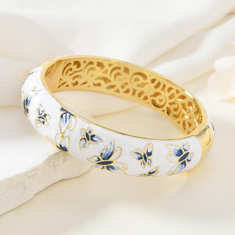 Cloisonné Email Blau und Weiß Porzellan Beste Freundin Schmuck Retro Stil Mode Geschenk