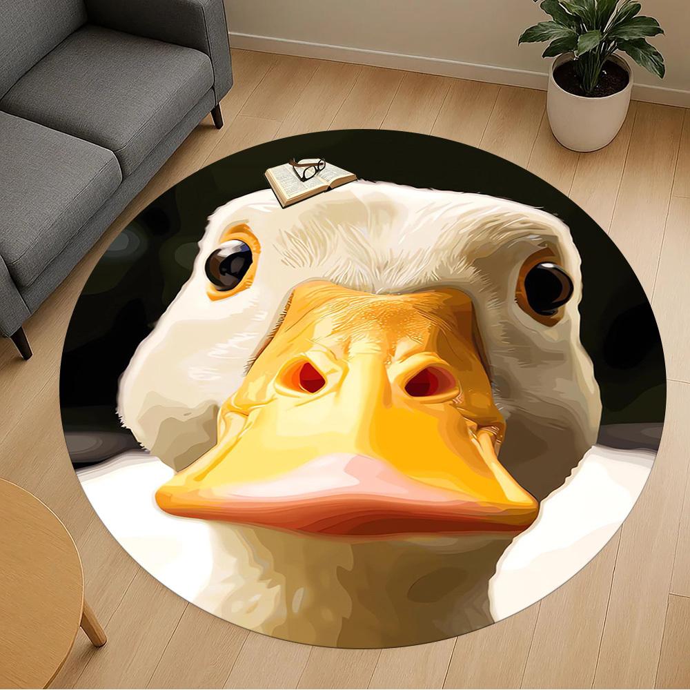 1PC Duck Meme Round Chair Mat Area Rug - Non-Slip, Floor Mat for Office, Bedroom, Home Decor Christmas Gift C0528123