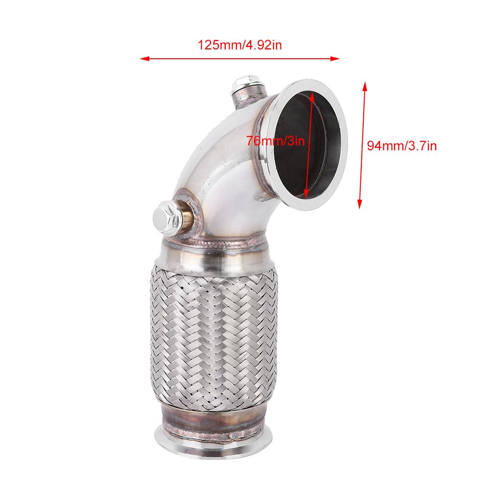 3in Ocelový V-band na V-band Downpipe Nízký 90 stupňů s vlnovcem O2 hrdla záslepka