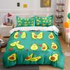 Animated Avocados Having Fun Pattern Duvet Cover Set Digital Print Colorful Polyester Bedding With Zipper Closur For Kids Gift