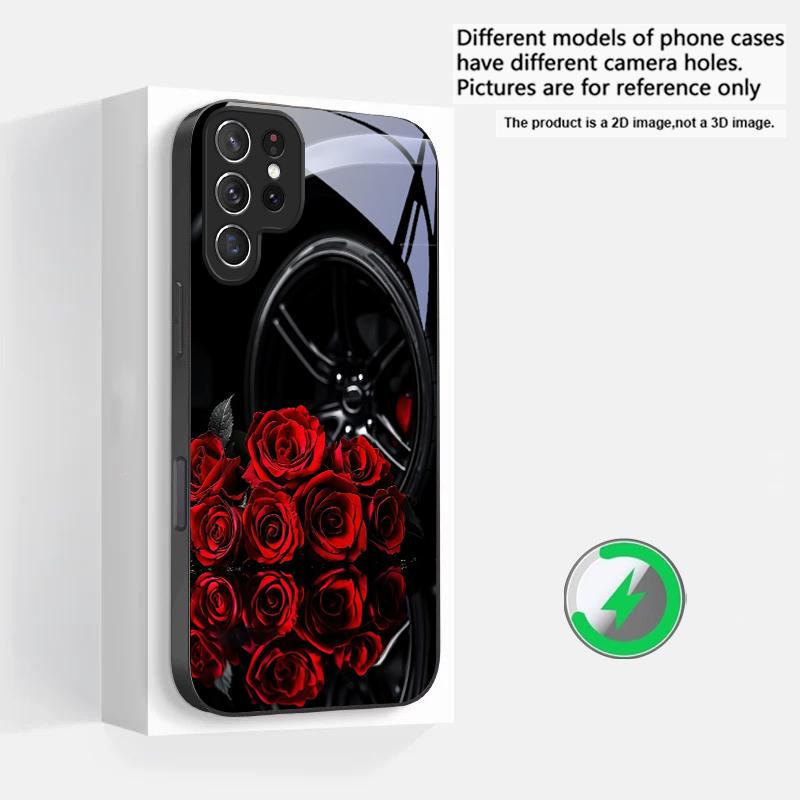 Small Pebble Flowers Suitable For Samsung Galaxy S25 Ultra S20 FE S21 S22+ S23 Plus S24 S26 Edge Magnetism Glass Phone Casee