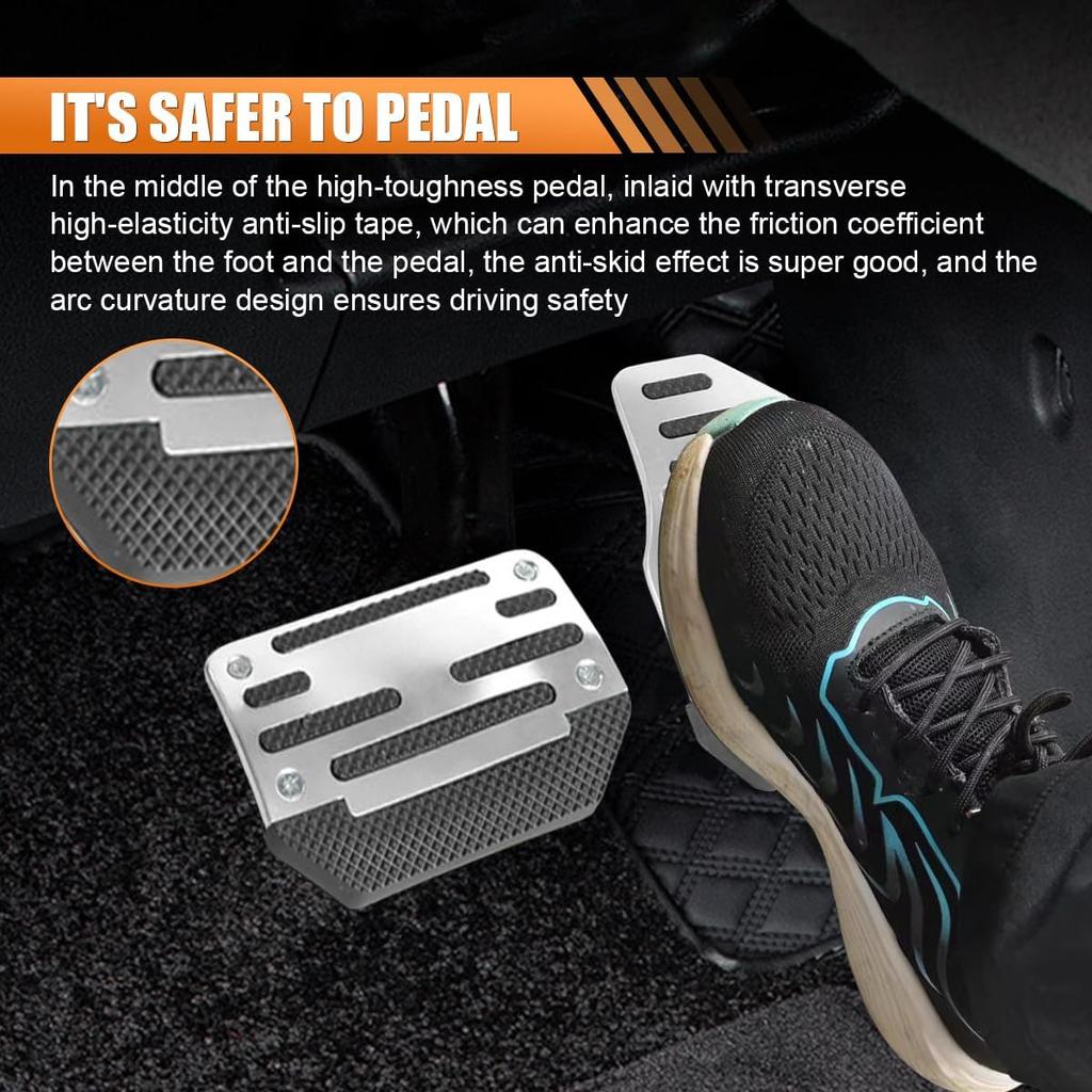 2PCS Non-Slip Car Pedal Covers, Automatic Transmission Gas Pedal Pads Kit, Aluminum Alloy Brake Pedals Set For Car Safety, Universal Replacement