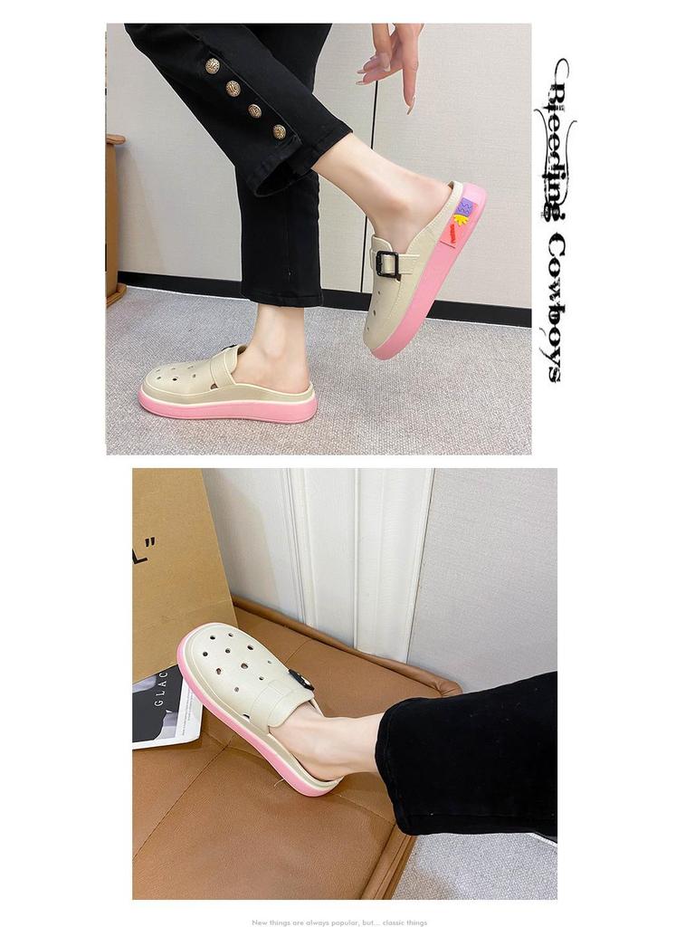 Trendy Women's Summer Closed-Toe Non-Slip Slip-On Slippers with Thick Sole