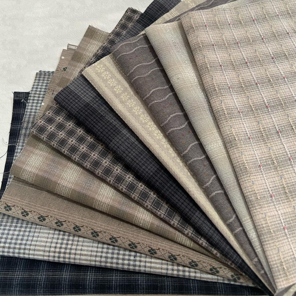 Japanese Yarn-Dyed Cotton Fabric, 10 Pieces, 24x33cm, Patchwork, Handbags, Dolls, Quilting, Handicrafts, Sewing Fabric