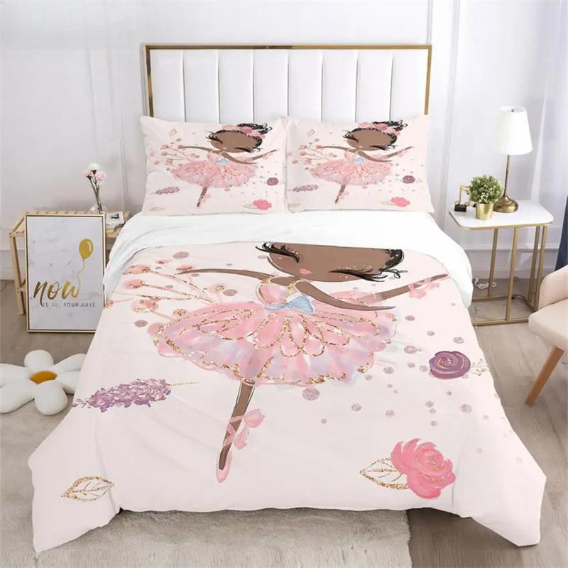Cartoon Ballet Girl 3D Printed Bedding Set Duvet Covers Pillowcases Comforter Bedding Set Bedclothes Duvet Cover