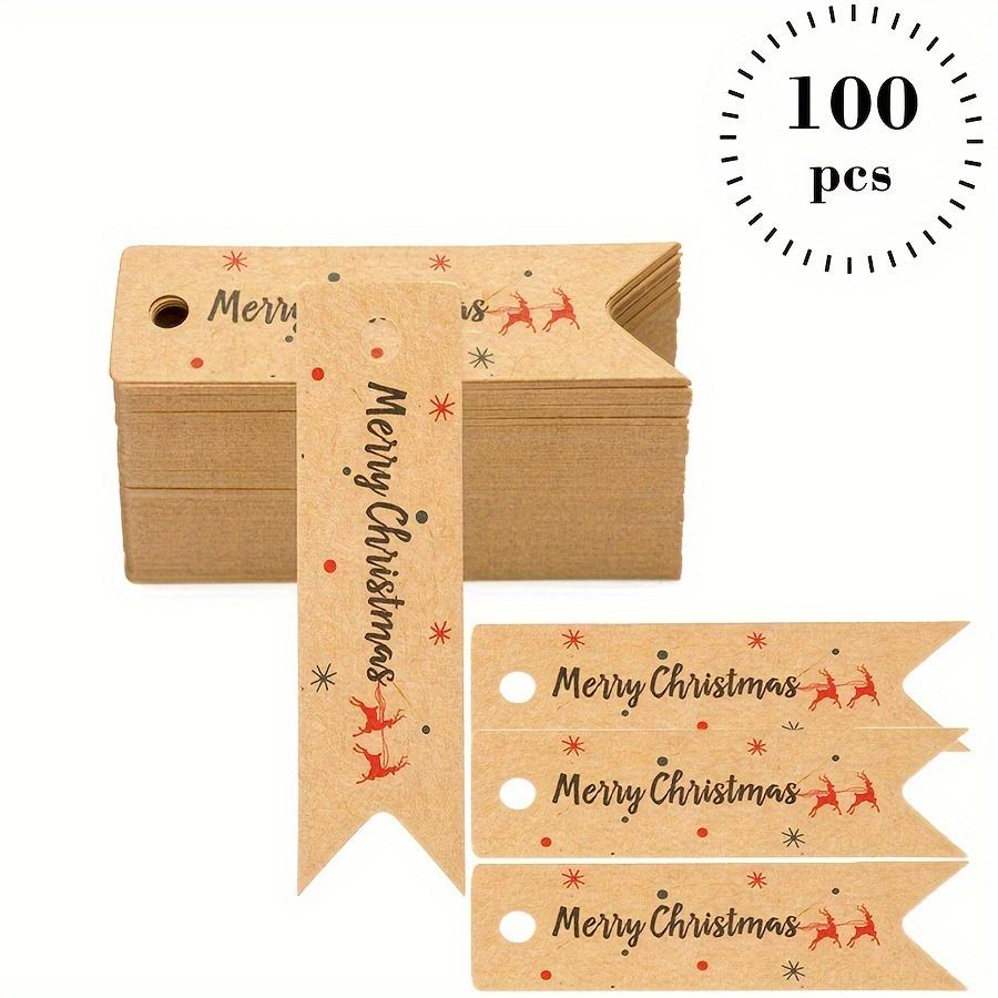 Small Christmas Gift Tags,Christmas Gift Tags,Small Merry Christmas Tags,Kraft Paper Gift Tags with Rope Packaging Hang Tag Card