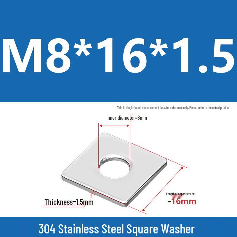 304 Stainless Steel Thickened Square Washer for Curtain Wall (M4-M16)