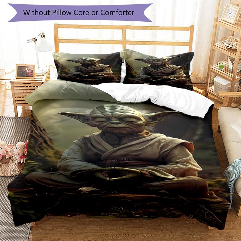 3pcs Yoda Bedding Set Duvet Cover Closure Includes 1 Duvet Cover & 2 Pillowcases, Soft and Comfortable for All Seasons.