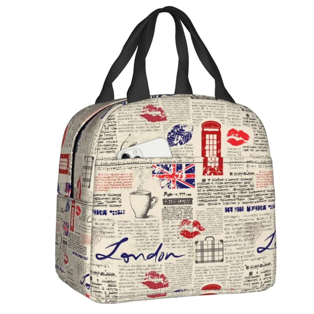 Velká Británie Flag Lunch Box Ženy Vodotěsné UK Britský Symbol Tepelná Chladnička Jídlo Izolovaná Taška na oběd Školní Piknikové Tašky