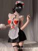 Sweet Hot Sexy Korean Women Mini Dress Sweet  New Sexy Maid Uniform Pure Desire Couple Fun Pajamas Dress Elegant W90E