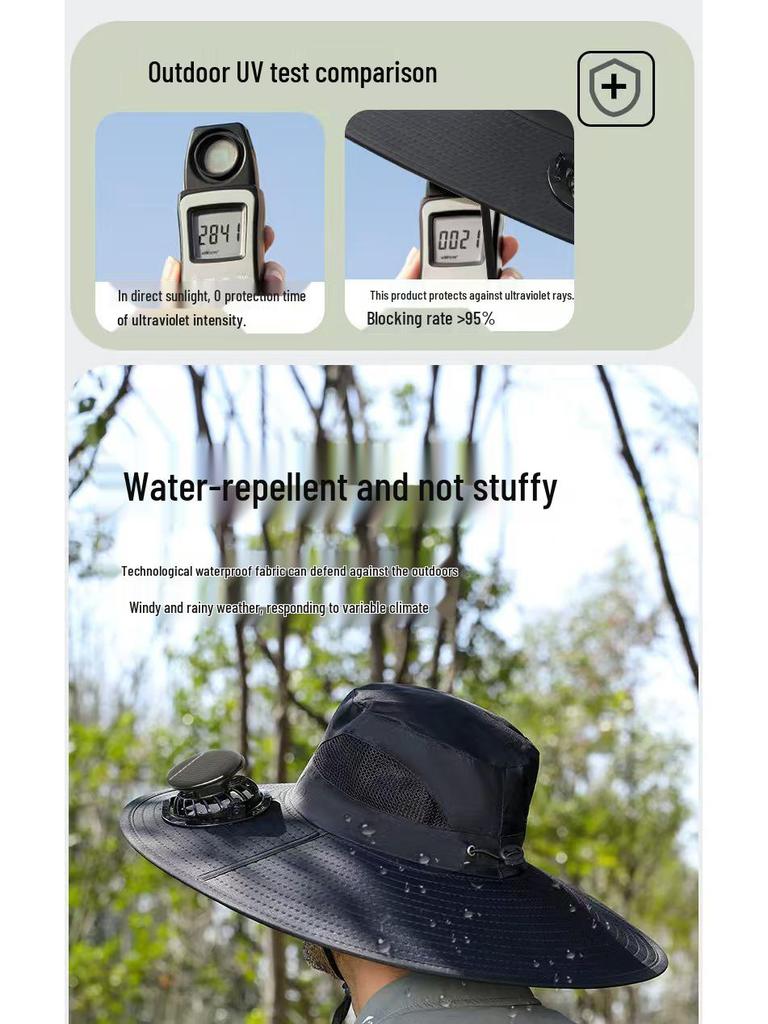 Men's Outdoor Wide Brim Sun Hat with UV Protection for Fishing