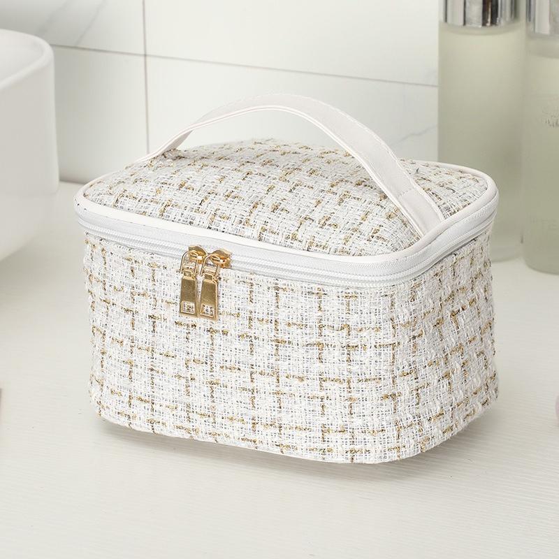 Large Capacity Cosmetic Bag Portable Handheld Makeup Storage Organizer High Aesthetic Value Polyester Travel Toiletry Pouch