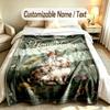 Easter Bunny Theme Soft Blanket Personalized Custom Name Text Print Warm Blanket Home Sofa Bedroom Decor