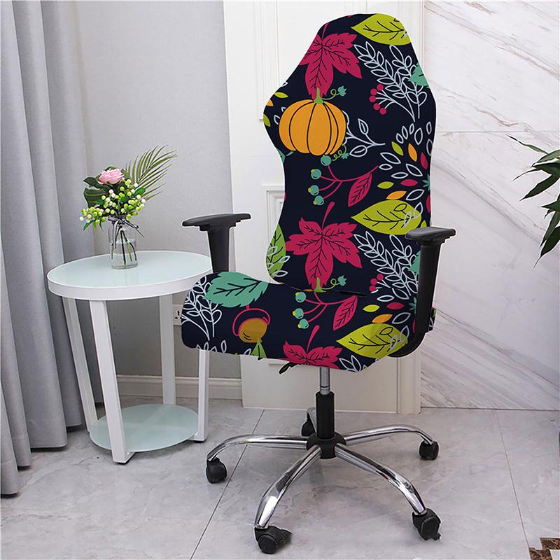 Stretch Print Office Computer Gaming Chair Covers Armchair Gamer Seat Cover Halloween Punk Style Home Hotel Swivel Chair Cover 1 piece 4660₽