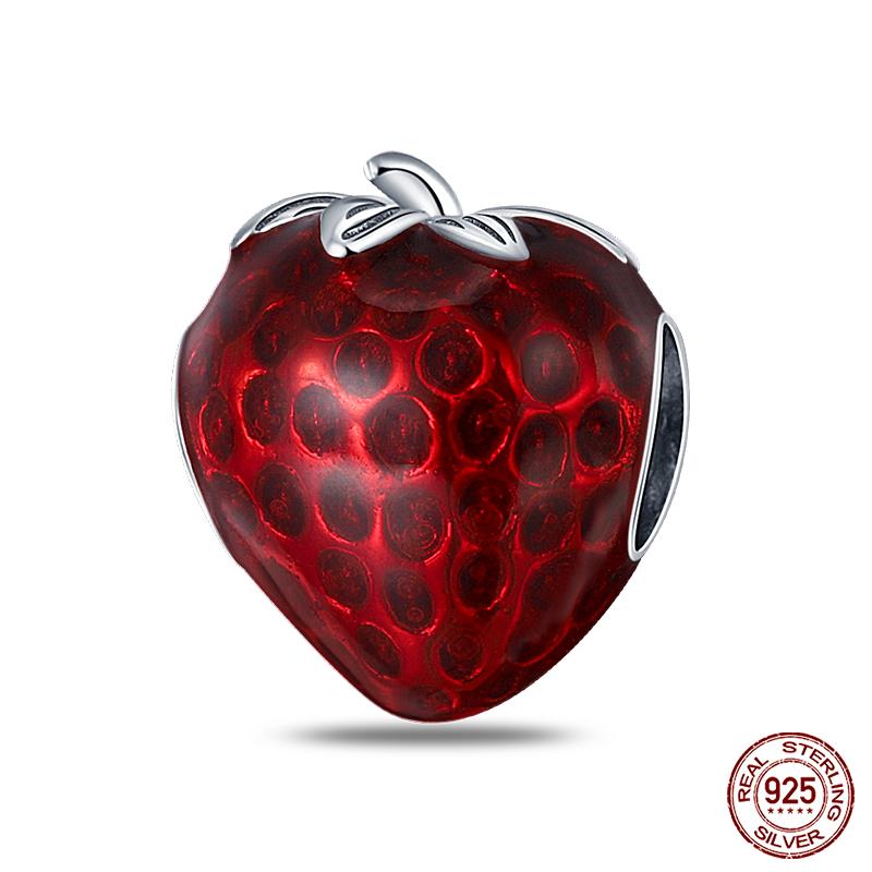 100% Copper Love Strawberry Cherry Red Series Charm Beads For Brand Original Bracelet Diy Fine Jewelry Gift