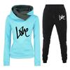Spring and Autumn Winter Casual Sportswear Set with Love Letter Printed Women's Hoodie and Sweatshirt Set Trendy