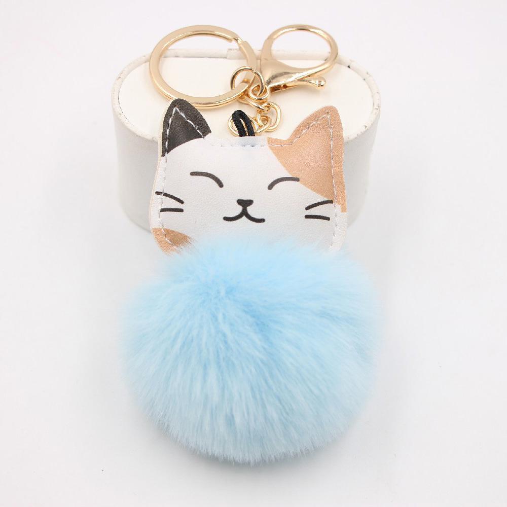 Lucky Cat Plush Pompon Keychain Pendant for Backpacks & Wallets