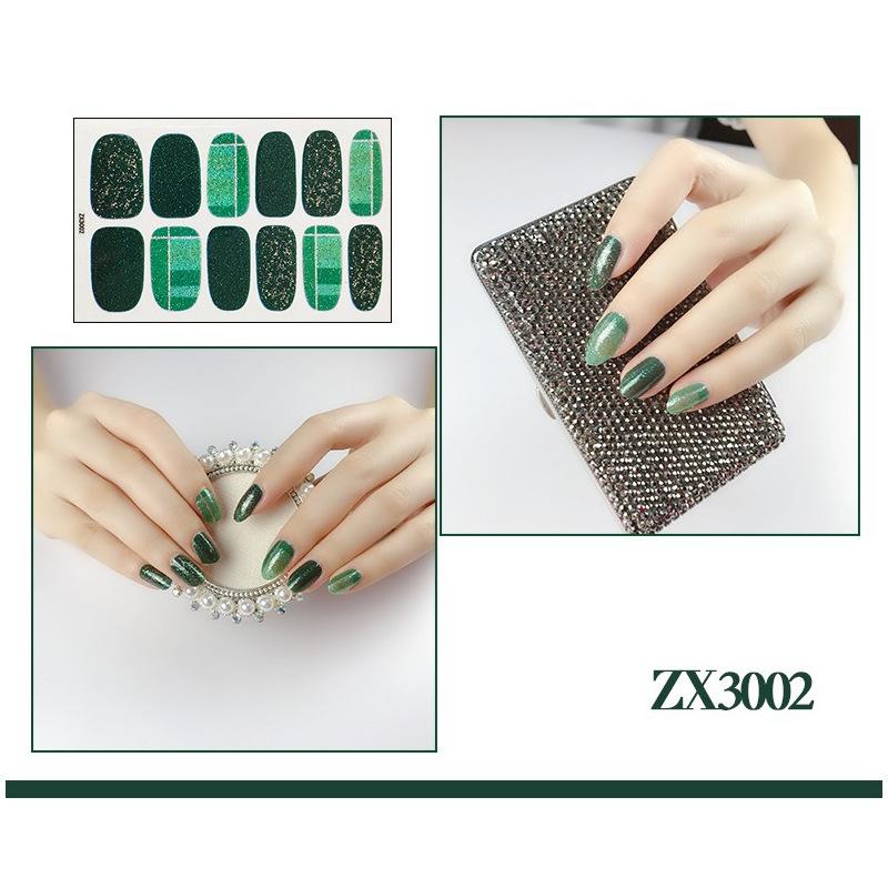 12-finger White No-Bake Nail Decal Fully Coated with Waterproof Long-lasting Nail Patch Simple Wind Nail Polish Adhesive