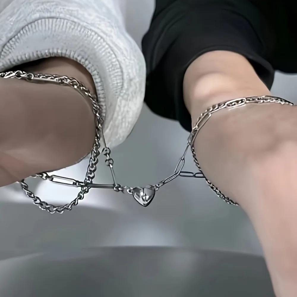 Magnetic Stainless Steel Couple Bracelets, Stylish Durable Concentric Attraction Bangle Jewelry