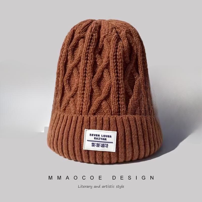 Pull-back Hat Men's Winter Big Head Hat Warmth Thickened Velvet Cold-proof Knitted Hat Big Head Circumference Showing Face Small Wool Hat