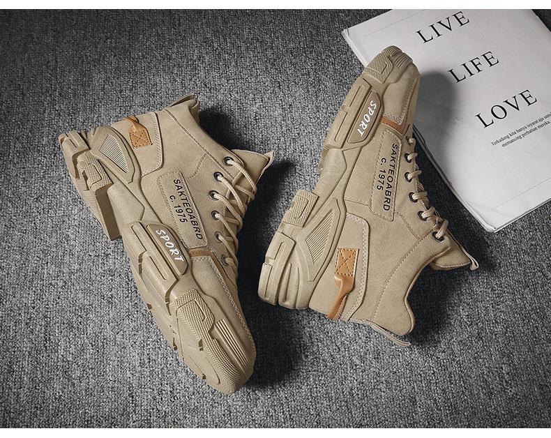 Autumn and summer men's shoes high-top Martin boots rhubarb tooling boots snow boots medium-top cotton shoes men's boots popular non-slip