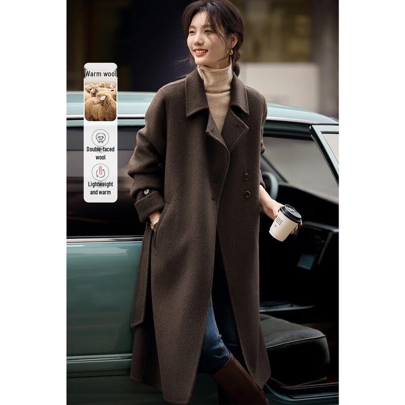 

XWI Women s Slanted Placket Double-Sided Wool Coat M