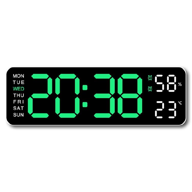 Large Digital LED Wall Clock with Temperature Week Date Display and 2 Alarm Memory Function 3 Brightness for Home Office