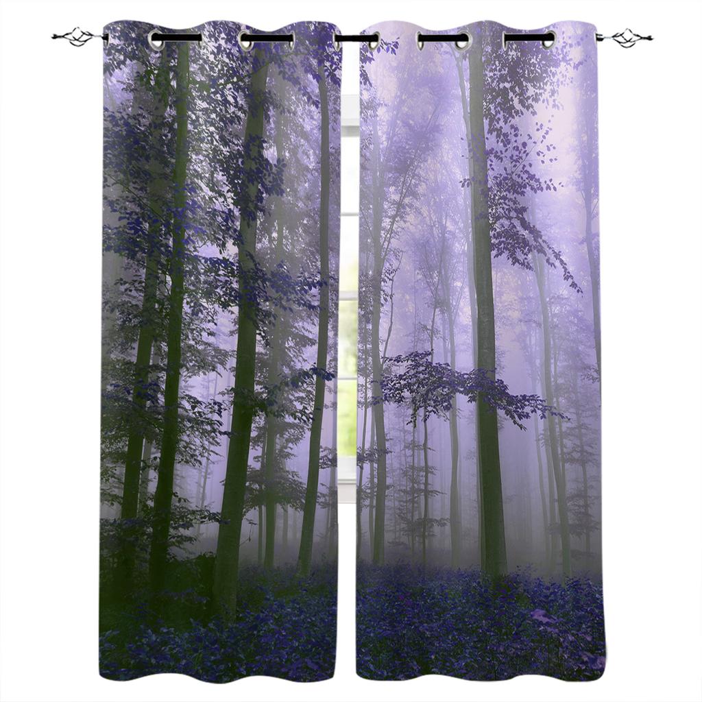 Autumn Woods Mysterious Fog Curtains for Living Room Kitchen Window Curtain Luxury Curtains for Bedroom Kids